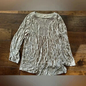 Indigo Seal Velvet Floral Blouse- Size Large